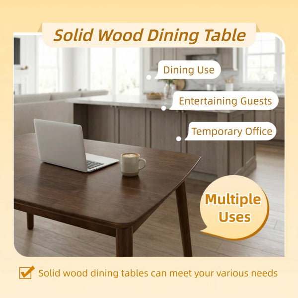 English Elm Solid Wood Walnut Rectangular Dining Table Mid Century Modern for Small Spaces W3204P465631