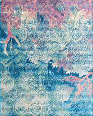 Unique Loom Outdoor Coastal Edgartown Machine Made Floral / Botanical Rug Multi, Blue/Ivory/Light Blue/Navy Blue/Pink/Beige 7' 10" x 10' 0"