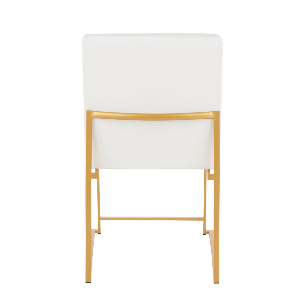 English Elm High Back Fuji Chic Dining Chair Set In Gold & White Faux Leather – Modern Glam For Any Space! B202P223546