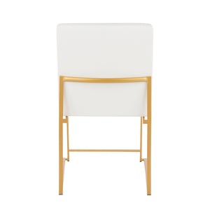 English Elm High Back Fuji Chic Dining Chair Set In Gold & White Faux Leather – Modern Glam For Any Space! B202P223546