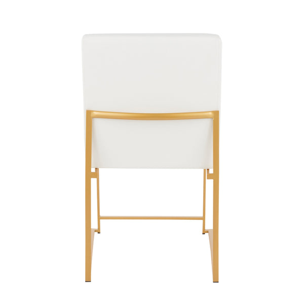 English Elm High Back Fuji Chic Dining Chair Set In Gold & White Faux Leather – Modern Glam For Any Space! B202P223546
