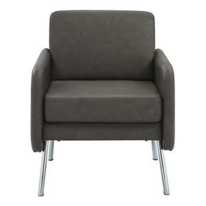 OSP Home Furnishings Lounge Chair with Faux Leather Upholstery and Chrome Legs for Reception or Waiting Areas Chair Smoke SL5601-P52