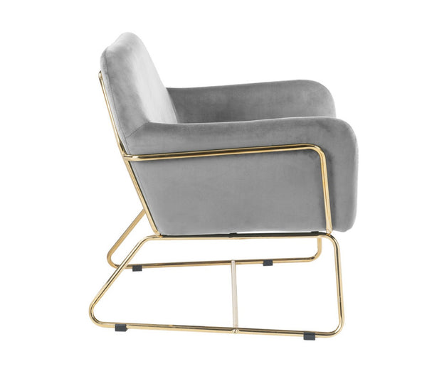 English Elm Kyra Velvet Accent Chair with Gold Metal Legs for Glam Living Room Decor Gray B2749P413225