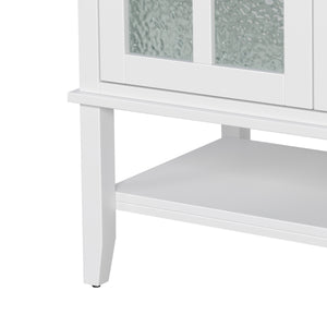 English Elm Christopher Knight Home® - 36" Bathroom Vanity with Ceramic Sink, Solid Wood Legs, Waterproof Finish, Soft-Close Hinges, Open Shelf, Silver Knobs White N817P286249W
