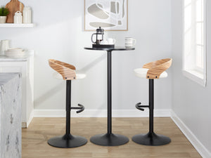 English Elm Adjustable Swivel Barstools Set of 3 Chrome Base Natural Wood Green Fabric Seat Black,White B202S02027