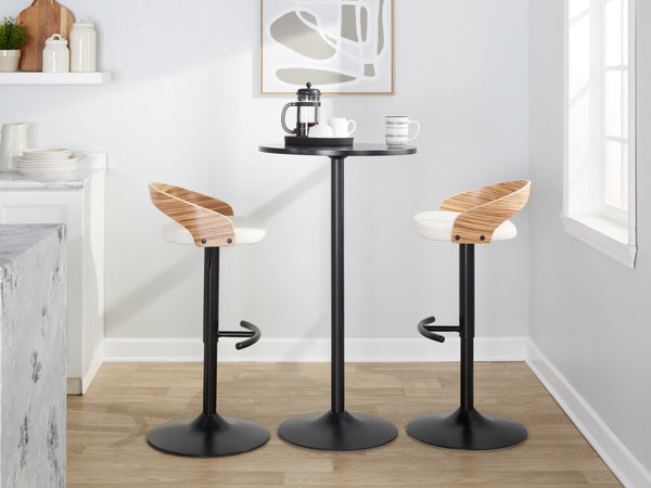 English Elm Adjustable Swivel Barstools Set of 3 Chrome Base Natural Wood Green Fabric Seat Black,White B202S02027