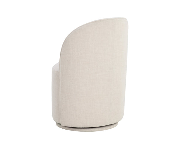Sunpan CAVOLI Swivel Dining Chair - Modern Elegance in Effie Linen with Smooth Swivel Base for Comfort Cream 109916V