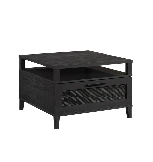 English Elm Coffee Coffee Table with Gold-Tone Accents and Two Drawers for Stylish Living Room Storage and Decor Black B356P402597