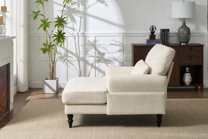 English Elm Modern Chaise Lounge with Plush High-Resilience Cushion and Solid Wood Frame for Durable Comfort White W2120P296384