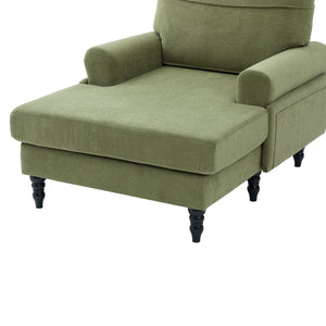 English Elm Modern Chenille Recliner Chaise Lounge Sofa Chair with High-Resilience Foam, Wide Seat, 550lb Capacity Olive Green W395P371338