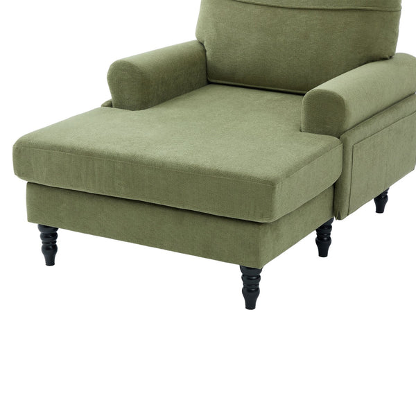 English Elm Modern Chenille Recliner Chaise Lounge Sofa Chair with High-Resilience Foam, Wide Seat, 550lb Capacity Olive Green W395P371338