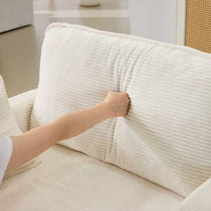 English Elm 54" Plush Cloud Sofa Modular Single with Ottoman, Beige Corduroy, High-Resilience Foam, Space-Saving Comfort W1829P324892