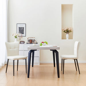 English Elm Set of 2 Dining Chairs with Thick Cushions and PU Leather Upholstery — Modern Sturdy Iron Frames for Home & Restaurant Seating Black,White N842P300566K