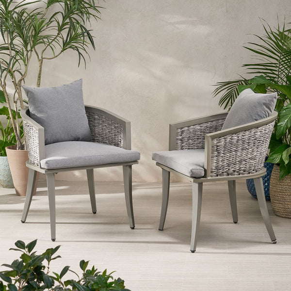 English Elm Christopher Knight Home® - PEBBLE Chair Gray PE Rattan Lounge with Iron Frame and Waterproof Cushion — Stylish Compact 30x18.6" 67847.00GRY