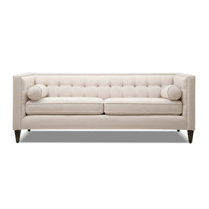 English Elm Jennifer Taylor Home - Jack 84" Modern Tuxedo Tufted Sofa in Plush Velvet with Shelter Arms, Reversible Cushions, Pillows Beige B2719P238409