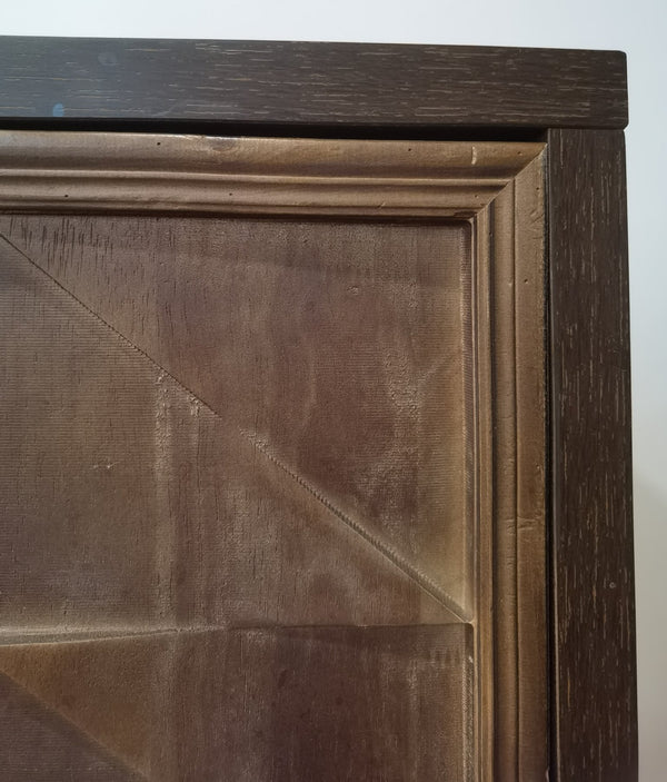 English Elm Vintage Retro Sideboard Buffet Cabinet with 4 Doors, Thick Top, Solid Wood Legs, Adjustable Shelves, Brown W1706P234057