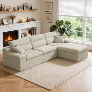 English Elm Corner Chenille Sectional Sleeper Sofa with High Back Support for Apartment Living Green,Light Sage Green W5532S00034