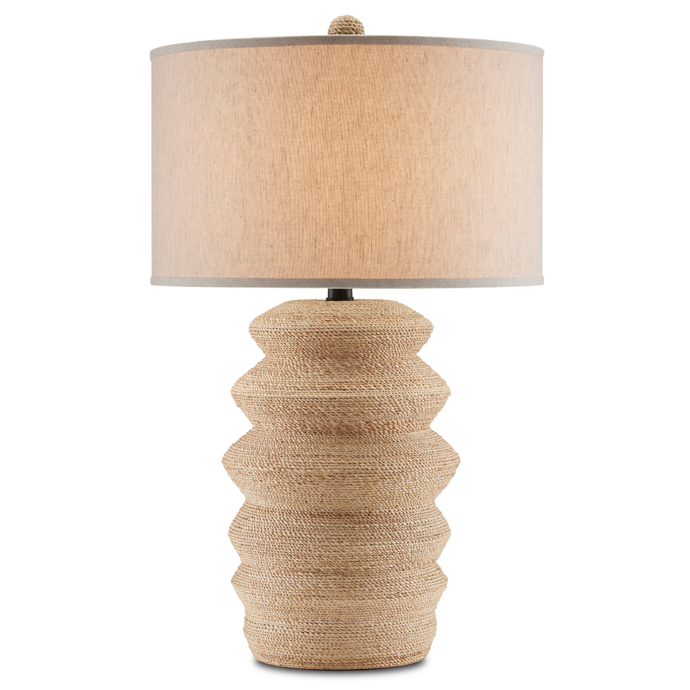 Kavala Table Lamp - Handmade Terracotta & Abaca Rope Design with Natural Linen Shade, 33" Tall