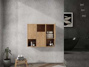 English Elm 36" Bathroom Side Cabinet - Stylish Wall-Mounted Storage, Soft-Close Doors & Durable Imitative Oak Finish W999S00374