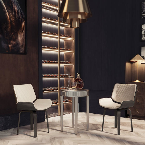 English Elm Mid-Century Modern Dining Chair Set Of 2 - Ergonomic 360° Swivel, Plush Pu Leather For Ultimate Comfort N842P290057A