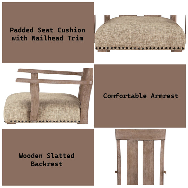 English Elm Nathaniel Upholstered Fabric Side Chair with Slatted High Back and Nailhead Trim, Set of 2 Maple 41 L x 23 W x 13 H B2726P265152