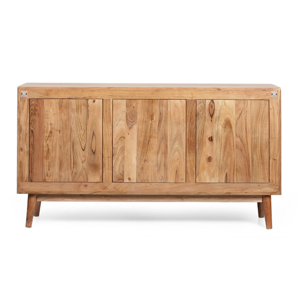 English Elm Christopher Knight Home® - SIDEBOARD Handcrafted 3-Door Natural Acacia Wood Boho Side Cabinet with Carved Texture & Storage 68732.00