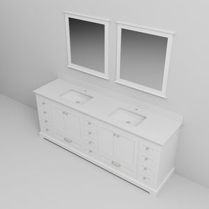 English Elm White Double Bath Vanity 84" W x 22" D with Cultured Marble Top, 14 Drawers, Soft-Close, Mirrors B2731S00871