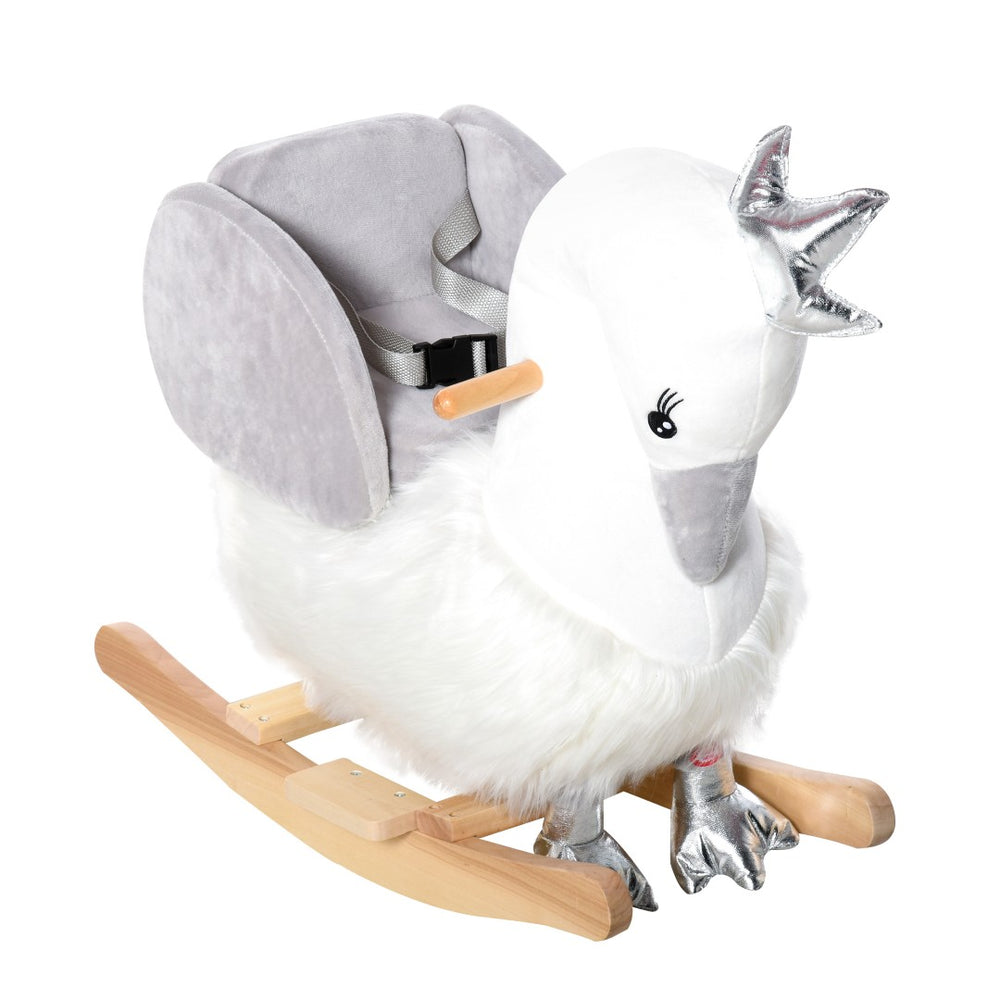 English Elm Qaba Plush Bear Toddler Rocker with Wooden Base Sound Feature and Safety Belt W2225P229181