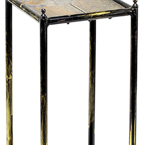 English Elm 2 Tier Stone Top Metal Plant Stand Industrial Glam Display for Indoor Spaces B056P416781