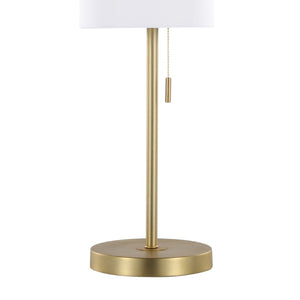 English Elm Metal Buffet Lamps with Gold Finish White Linen Shade and Usb Port Set of 2 B202P471590