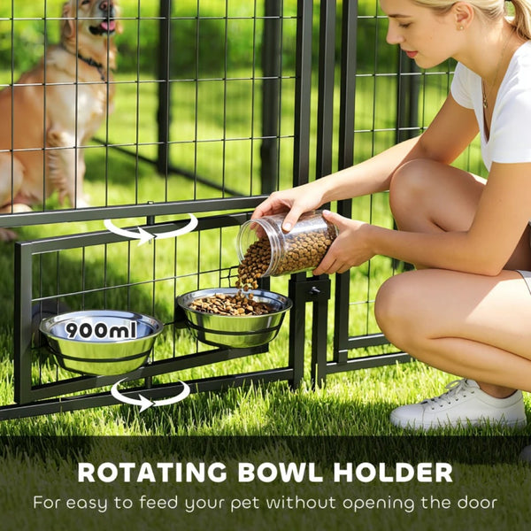 English Elm Spacious Steel Wire Outdoor Dog Run with Uv Cloth Roof and Lockable Gate Access T3971P466674