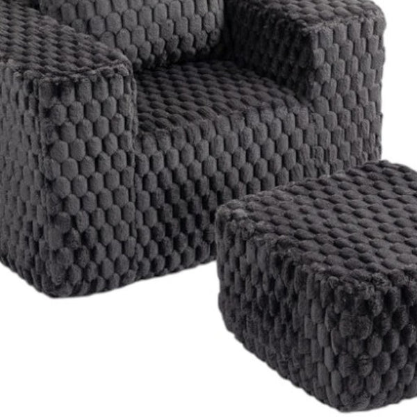 HomeRoots 42" Charcoal Chenille Arm Chair & Ottoman Set - Stylish Comfort for Living Room or Office Decor! 638095