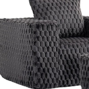 HomeRoots 42" Charcoal Chenille Arm Chair & Ottoman Set - Stylish Comfort for Living Room or Office Decor! 638095