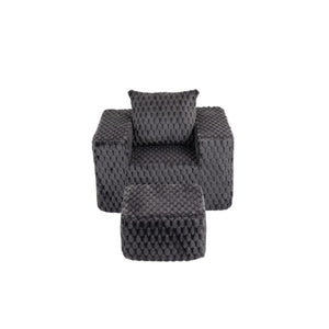HomeRoots 42" Charcoal Chenille Arm Chair & Ottoman Set - Stylish Comfort for Living Room or Office Decor! 638095
