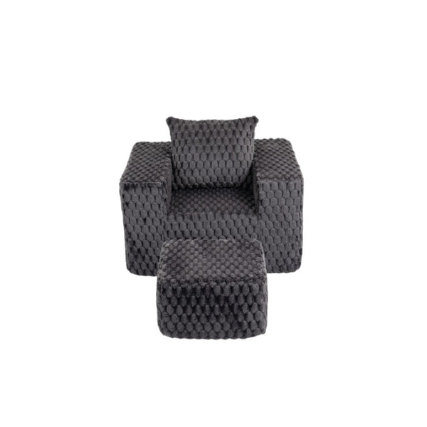 HomeRoots 42" Charcoal Chenille Arm Chair & Ottoman Set - Stylish Comfort for Living Room or Office Decor! 638095