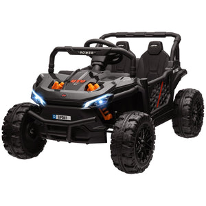 English Elm Qaba 12v Dual Motor Kids Ride on Utv Off Road Electric Car with Remote Control Black W2225P249883