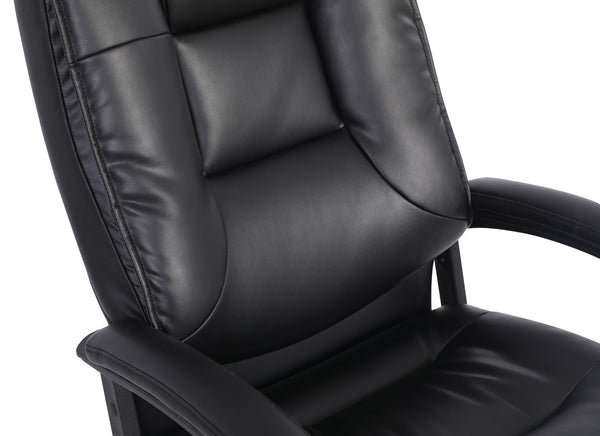 OSP Home Furnishings High Back Bonded Leather Office Chair with Lumbar Support and Ergonomic Padded Seat Black EC5162-EC3