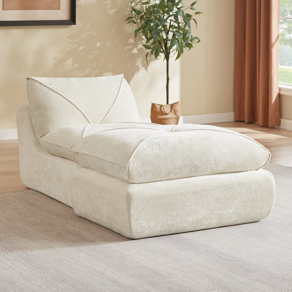 English Elm Modern Chenille Modular Sofa with Built-in Foot Pedals for Comfortable Living Rooms Beige W3396P463869