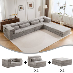 English Elm Compression Modular Floor Sofa Bed - Cozy, No Assembly Needed, Pet-Friendly, Light Grey - Versatile Comfort! W3723S00040