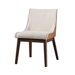 English Elm Mid-Century Upholstered Side Chair Pair with Rubberwood Frame, Curved Backrest and Cozy Seat Cushioning Beige,Walnut 30 L x 21 W x 22 H B2741P406190