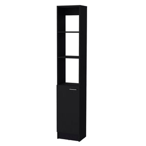 English Elm Brenda Tall Linen Cabinet for Bathroom — Slim 70.87" Storage Tower with 1 Door, Hidden & Open Shelves, Modern Design Black 46.07 L x 18.9 W x 5.12 H B128P189937