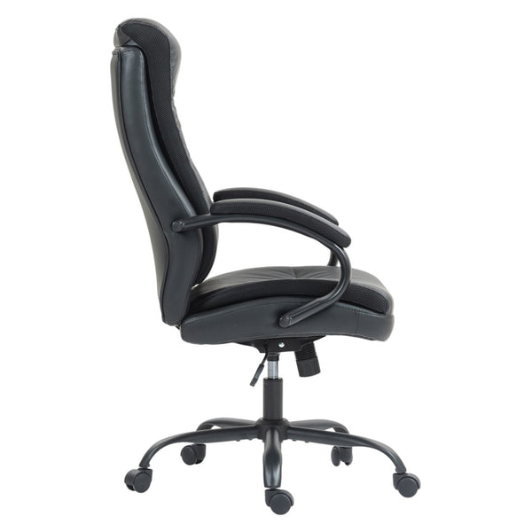 HomeRoots Black Adjustable Executive Office Chair - Ergonomic, Stylish, & Durable Design for Ultimate Comfort 638358