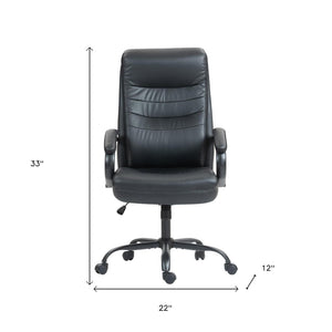 HomeRoots Black Adjustable Executive Office Chair - Ergonomic, Stylish, & Durable Design for Ultimate Comfort 638358