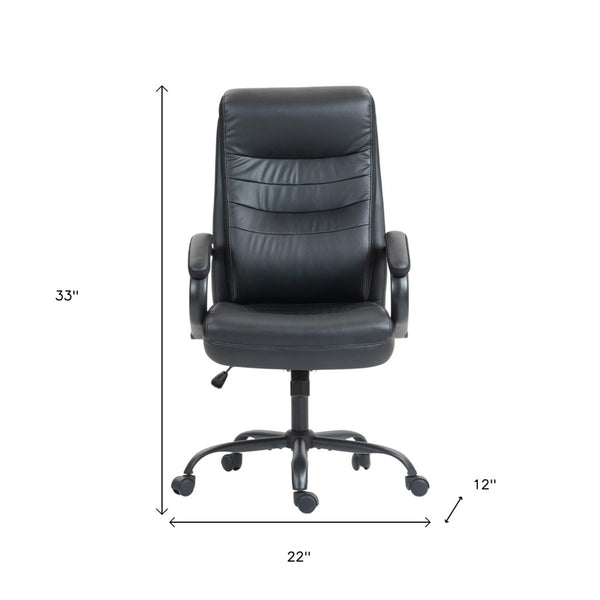 HomeRoots Black Adjustable Executive Office Chair - Ergonomic, Stylish, & Durable Design for Ultimate Comfort 638358