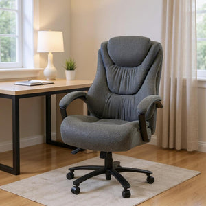 HomeRoots Set of Two Stylish Gray and Black Adjustable Height Executive Office Chairs for Ultimate Comfort 638360