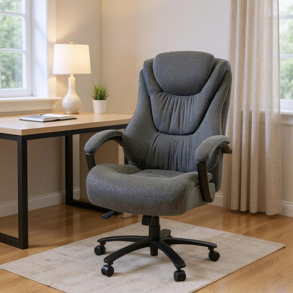 HomeRoots Set of Two Stylish Gray and Black Adjustable Height Executive Office Chairs for Ultimate Comfort 638360