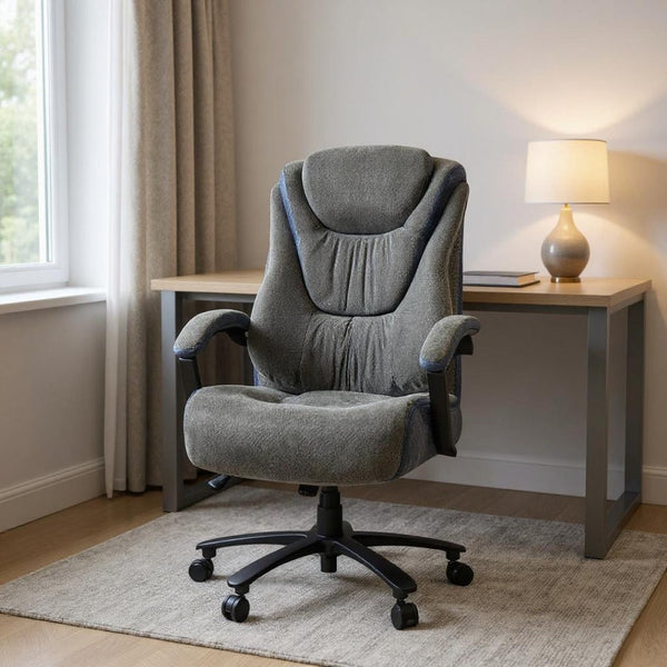 HomeRoots Set of Two Stylish Gray and Black Adjustable Height Executive Office Chairs for Ultimate Comfort 638360