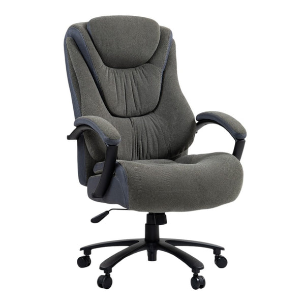 HomeRoots Set of Two Stylish Gray and Black Adjustable Height Executive Office Chairs for Ultimate Comfort 638360