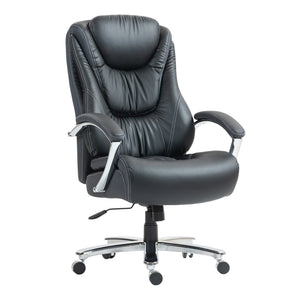 HomeRoots Set of Two Adjustable Height Swivel Rolling Office Chairs - Ergonomic Black & Silver Design 638362
