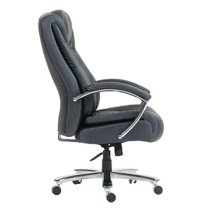 HomeRoots Set of Two Adjustable Height Swivel Rolling Office Chairs - Ergonomic Black & Silver Design 638362